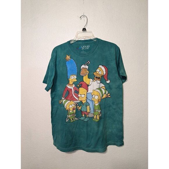 Liquid Blue Men's Tie-dye Simpsons, The Christmas Cheer T-Shirt Green Large - Picture 5 of 8
